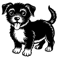 Baby Dog black silhouette vector, Simple silhouette Design vector icon with white background. Puppy silhouette 