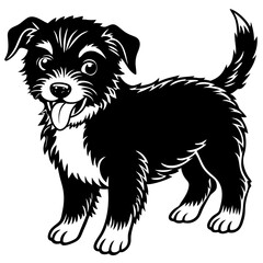 Baby Dog black silhouette vector, Simple silhouette Design vector icon with white background. Puppy silhouette 
