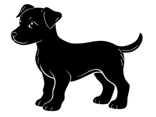 Baby Dog black silhouette vector, Simple silhouette Design vector icon with white background. Puppy silhouette 