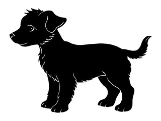 Baby Dog black silhouette vector, Simple silhouette Design vector icon with white background. Puppy silhouette 