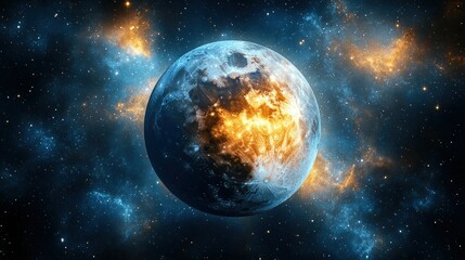 Fototapeta premium Fiery Planet Nebula Space Cosmic Artwork