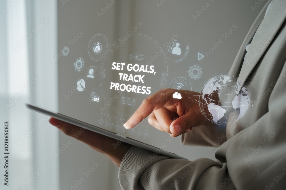 Poster goal setting and progress tracking on tablet