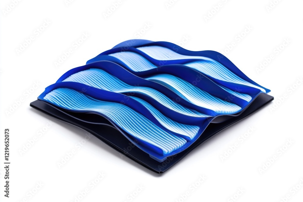 Poster a close-up view of a plate featuring a unique wave design