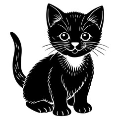 baby cat black silhouette vector, Simple silhouette Design vector icon with white background. Animal silhouette. pet animal 
