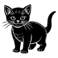 Obraz premium baby cat black silhouette vector, Simple silhouette Design vector icon with white background. Animal silhouette. pet animal 