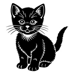 baby cat black silhouette vector, Simple silhouette Design vector icon with white background. Kitten, silhouette, Animal silhouette. pet animal 
