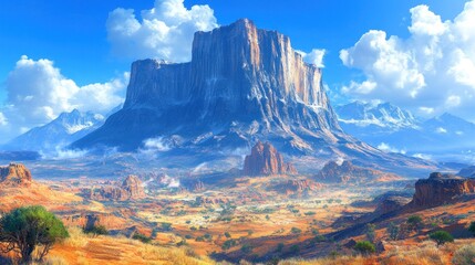 Naklejka premium Majestic mountain view with arid landscape.
