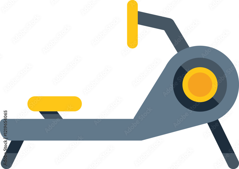 Poster simple icon of a rowing machine, representing the concept of working out and exercising at the gym
