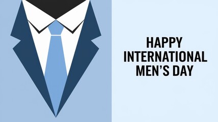 A blue suit with a tie  a simple graphic for International Mens Day.