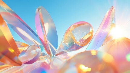 Abstract Glass Sculpture Illuminated By Sunlight