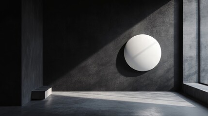 Modern architectural space with geometric shadows on wall