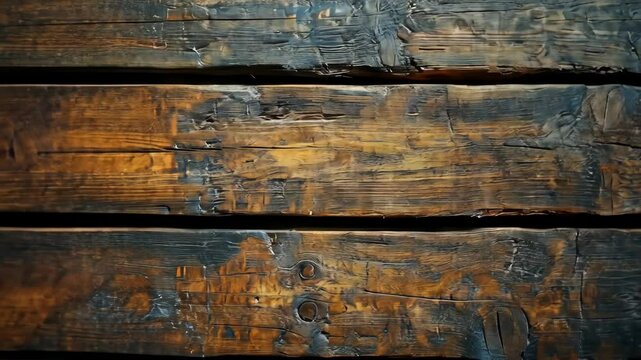 Closeup of weathered wooden planks: texture, aging, and natural grain patterns