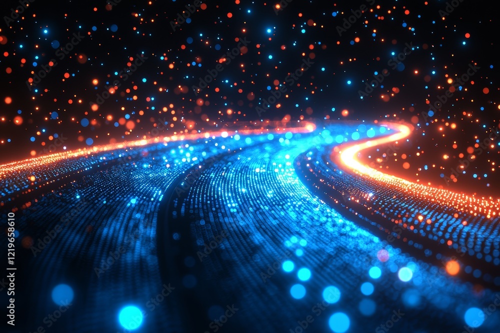 Poster 2. Blue digital binary data displayed on a computer screen background