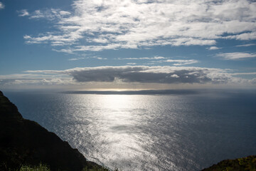 Atlantic ocean and sky with clouds, Madeira, Portugal