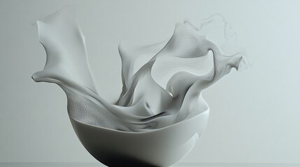 White liquid splash forming elegant shapes in mid-air