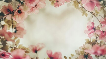 Heart-shaped frame filled with pink flowers