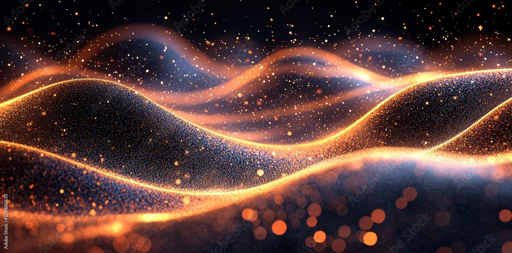 Poster abstract black background with golden line patterns