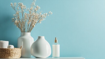 Minimalist ceramic vases in soft pastel colors