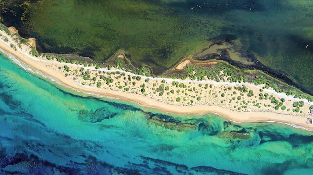 Corfu, June 10, 2024: Ionian Islands of Greece Corfu. Panoramic view of the breathtaking beach of Halikounas.