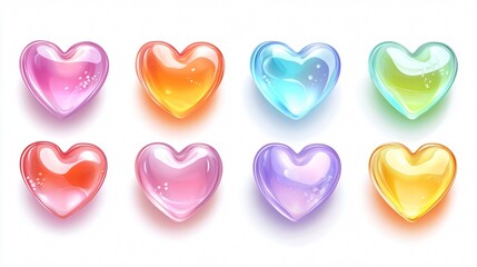Heart Jelly Gummy Set Wide Angle Centered Composition