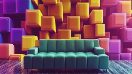 Fototapeta premium Vibrant Geometric Mural with Contemporary Textures