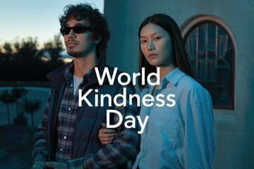 A couple stands together celebrating World Kindness Day.