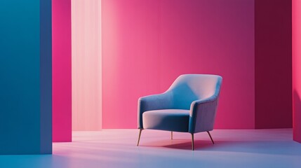 Colorful room with modern chair and vibrant background