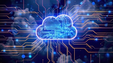 Fototapeta premium Cloud computing, artificial intelligence, cloud services, technology, artificial intelligence