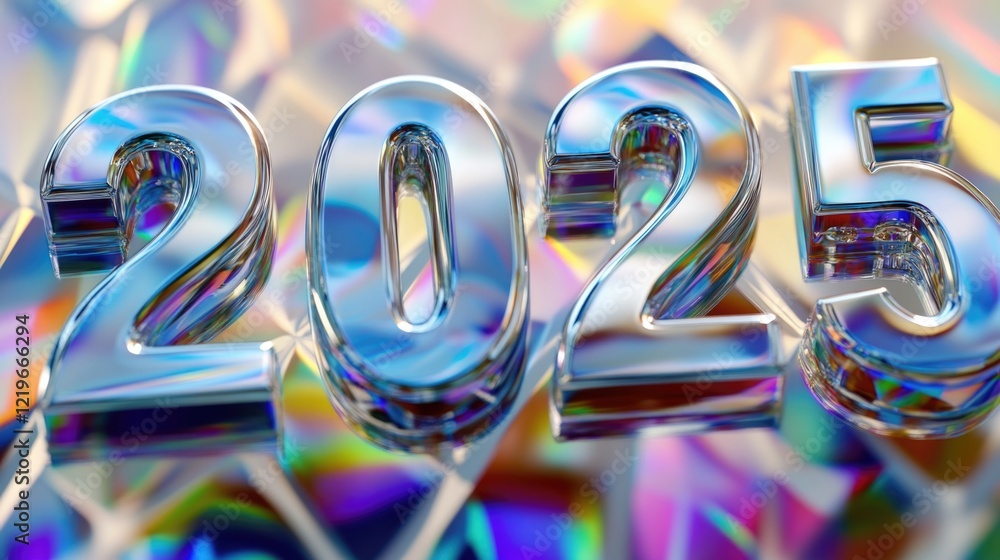 Poster a colorful image with chrome numbers, ideal for use in illustrations, presentations or as a design e