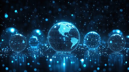 Global network connection, digital sphere, data flow, futuristic background, technology concept