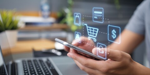 Fototapeta premium E-commerce Shopping Online Mobile Payment Digital Technology