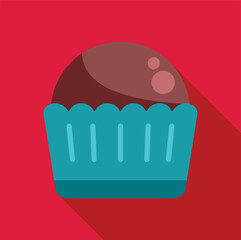 Delicious chocolate candy with a turquoise paper cup, ideal for representing sweetness and confectionery