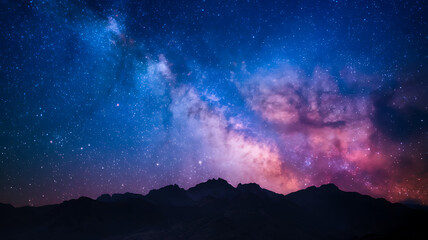 Fototapeta premium Majestic Milky Way Galaxy Over Silhouetted Mountains