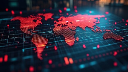 Global network crisis; red alert map