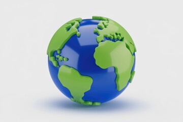 A simplified 3D model of Earth, showcasing continents in green and oceans in blue.