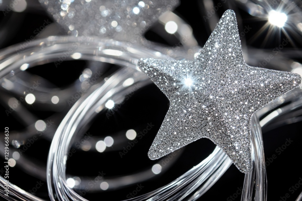 Aufkleber a close-up view of a single star shining brightly on a string of lights