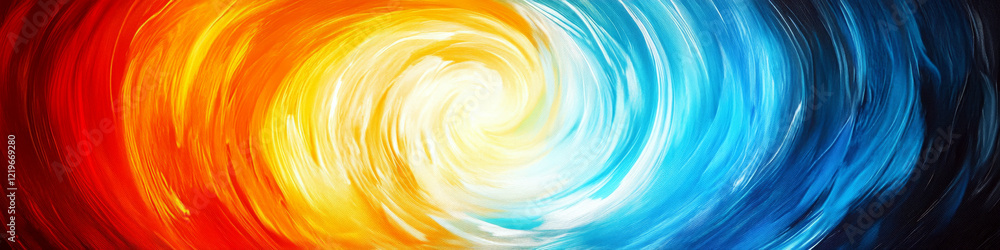 Poster swirling colors blend from red to blue in a dynamic pattern. concept of energy and motion. for abstr