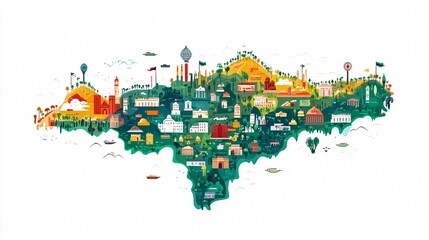 Obraz premium Detailed Abuja Nigeria Country Map and Flag Wide Angle Center