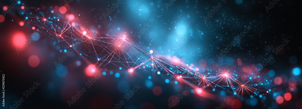 Poster Abstract digital connection dots and lines. Technology background. Network connection structure. Plexus effect. 3d