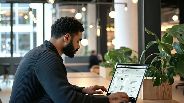 Comparing Online Banking Options on Laptop at Coworking Desk