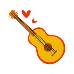 Fototapeta premium A Colorful Guitar with Hearts Emblematic Symbol of Music and Love, Uniting People Everywhere