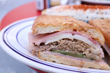 cubano sandwich cut in half