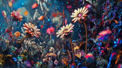 Vibrant digital flower garden