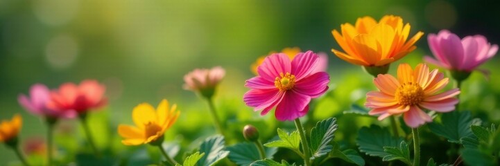 Colorful potato flowers blooming on the leafy greens, nature, plants, color