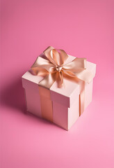 Caixa de presentes Dias das Mães, fundo rosa.