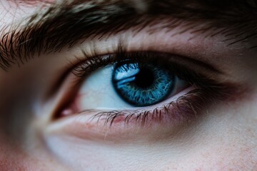 Obraz premium A detailed view of a single blue eye