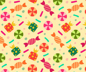 Seamless pattern with colorful candies