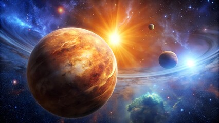 Planet Venus Space Cosmos Solar system Universe Infinity Galaxies Stars Backgrounds for advertising Texture editor Picture marketing Image business  Wallpaper desktop Template art design illustration
