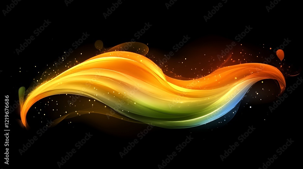 Poster abstract colorful wave with glowing particles design