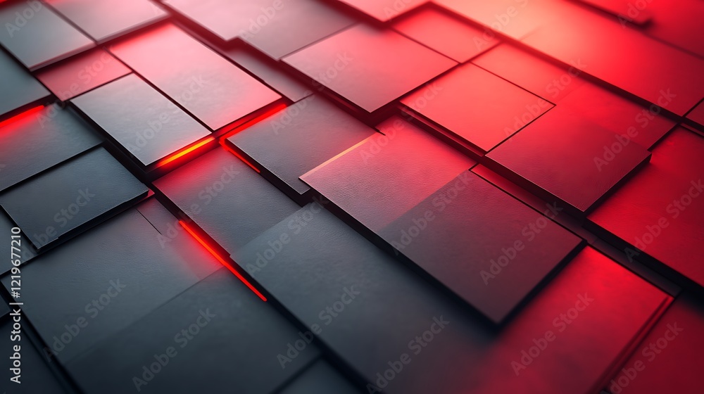 Aufkleber abstract red and gray geometric block pattern